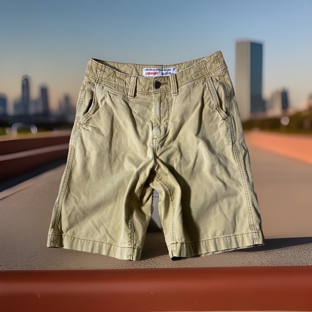American Eagle Longboard Shorts Khaki Flat Front Chino‎ Mens Size 30